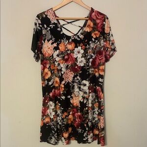 Vibe Floral Women's Dress - Black and Orange